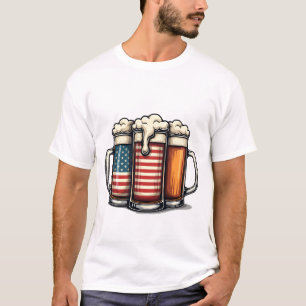 Vintage Patriotic Beer Mugs American Flag Beer Ste T-Shirt