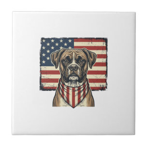 Vintage Patriotic Boxer Dog Flag Shirt Design_1 Tile