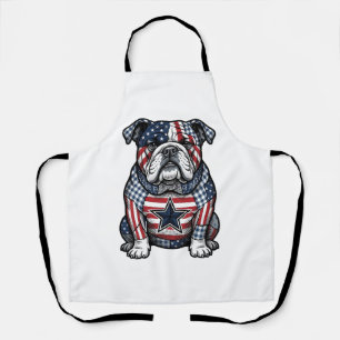 Vintage Patriotic Bulldog Vector Shirt Design_1 Apron