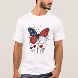 Vintage Patriotic Butterfly America Shirt Design_1