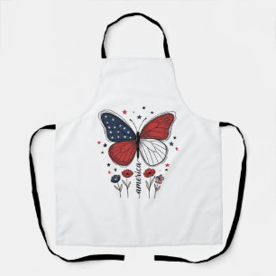 Vintage Patriotic Butterfly America Shirt Design_1 Apron