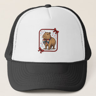 Vintage Patriotic Capybara Bow Tie Shirt Design_1 Trucker Hat
