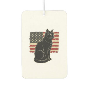 Vintage Patriotic Cat Flag Graphic T-Shirt Design_ Air Freshener