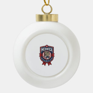 Vintage Patriotic Cat Meowica USA Shirt Design_1 Ceramic Ball Christmas Ornament
