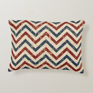 Vintage Patriotic Chevron Pattern Accent Pillow