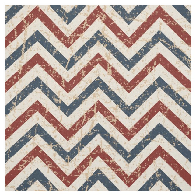 Vintage Patriotic Chevron Pattern Fabric (Swatch)