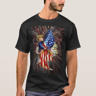 Vintage Patriotic Child Flag Fireworks Unisex T-Shirt