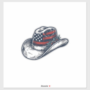 Vintage Patriotic Cowboy Hat Flower Shirt Design_1