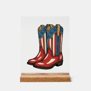 Vintage Patriotic Cowgirl Boots Western Shirt_1 Acrylic Sign