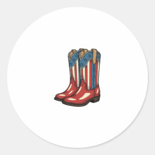 Vintage Patriotic Cowgirl Boots Western Shirt_1 Classic Round Sticker