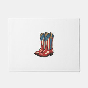 Vintage Patriotic Cowgirl Boots Western Shirt_1 Doormat