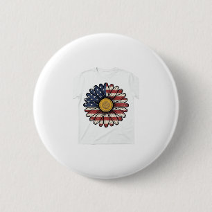 Vintage Patriotic Daisy Flower Vector Design_1 2 Inch Round Button