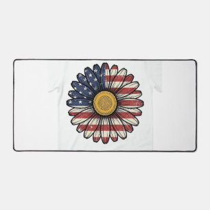 Vintage Patriotic Daisy Flower Vector Design_1 Desk Mat