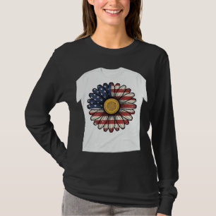 Vintage Patriotic Daisy Flower Vector Design_1 T-Shirt