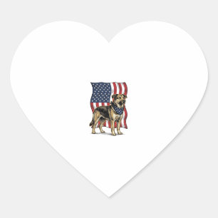 Vintage Patriotic Dog Flag Vector Shirt Design_1 Heart Sticker