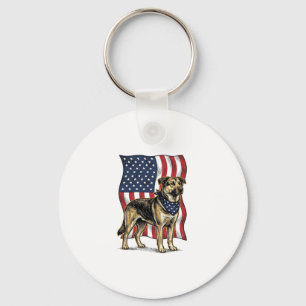 Vintage Patriotic Dog Flag Vector Shirt Design_1 Keychain