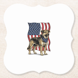 Vintage Patriotic Dog Flag Vector Shirt Design_1 Paper Coaster
