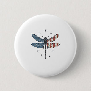 Vintage Patriotic Dragonfly Vector Shirt Design_1 2 Inch Round Button