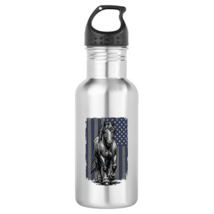 Vintage Patriotic Draught Horse Flag Vector Design 532 Ml Water Bottle