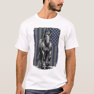 Vintage Patriotic Draught Horse Flag Vector Design T-Shirt