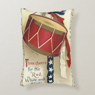 Vintage Patriotic, Drums with Musical Notes Accent Pillow