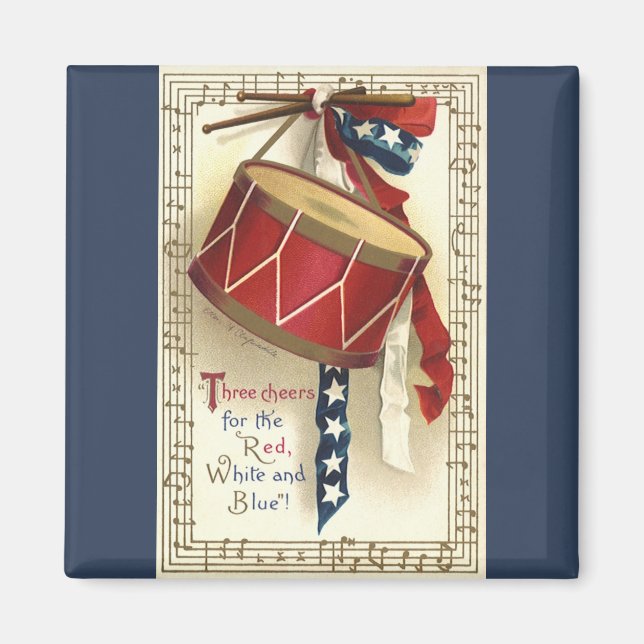 Vintage Patriotic, Drums with Musical Notes Magnet (Front)