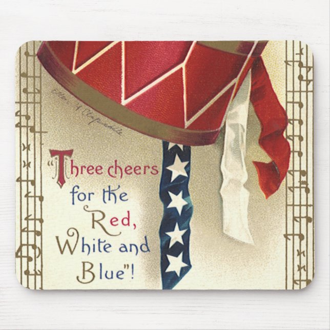 Vintage Patriotic, Drums with Musical Notes Mouse Pad (Front)