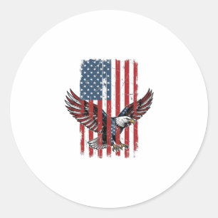 Vintage Patriotic Eagle Flag Shirt Design_1 Classic Round Sticker