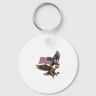 Vintage Patriotic Eagle Flag Shirt Design_1 Keychain