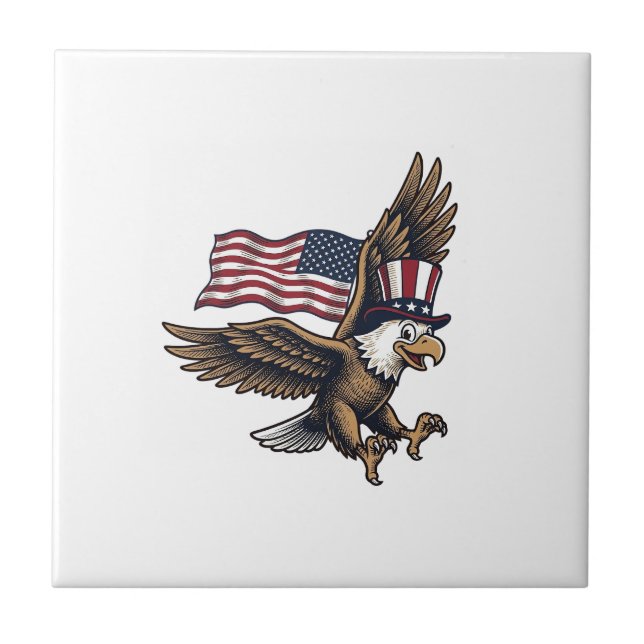 Vintage Patriotic Eagle Flag Shirt Design_1 Tile (Front)