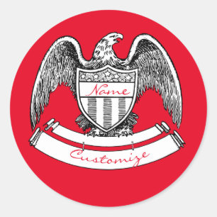 Vintage Patriotic Eagle Plaque Thunder_Cove Classic Round Sticker