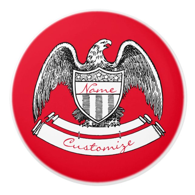 Vintage Patriotic Eagle PlaqueThunder_Cove Ceramic Knob (Front)