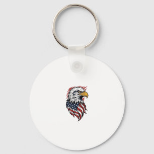 Vintage Patriotic Eagle Vector Shirt Design_1 Keychain
