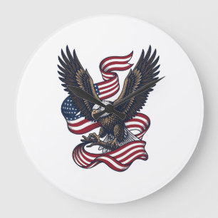 Vintage Patriotic Eagle Vector Shirt Design (2)_1 Large Clock