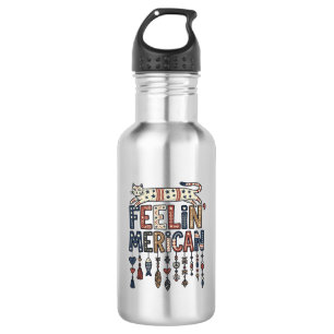 Vintage Patriotic Folk Cat American T-Shirt Design 532 Ml Water Bottle