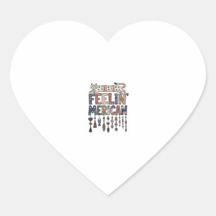 Vintage Patriotic Folk Cat American T-Shirt Design Heart Sticker