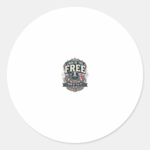 Vintage Patriotic Football Land of the Free Shirt_ Classic Round Sticker