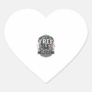 Vintage Patriotic Football Land of the Free Shirt_ Heart Sticker