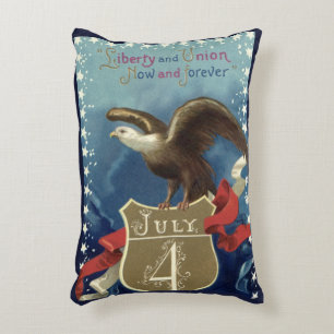 Vintage Patriotic Fourth of July, Eagle with Stars Accent Pillow