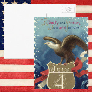 Vintage Patriotic Fourth of July, Eagle with Stars Postcard
