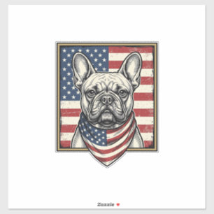 Vintage Patriotic French Bulldog Flag