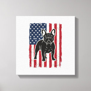 Vintage Patriotic French Bulldog Flag Shirt_1 Canvas Print