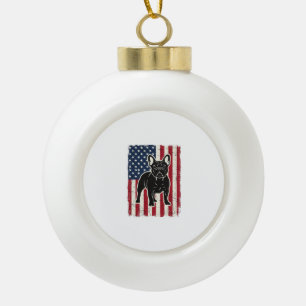 Vintage Patriotic French Bulldog Flag Shirt_1 Ceramic Ball Christmas Ornament