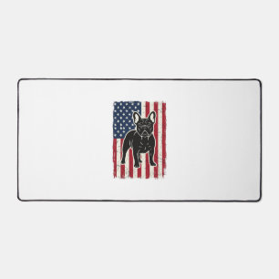 Vintage Patriotic French Bulldog Flag Shirt_1 Desk Mat