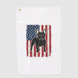 Vintage Patriotic French Bulldog Flag Shirt_1 Golf Towel