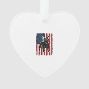 Vintage Patriotic French Bulldog Flag Shirt_1 Ornament
