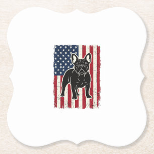 Vintage Patriotic French Bulldog Flag Shirt_1 Paper Coaster