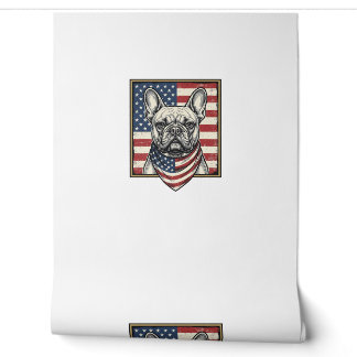 Vintage Patriotic French Bulldog Flag Wallpaper