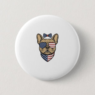 Vintage Patriotic French Bulldog Vector Art_1 2 Inch Round Button