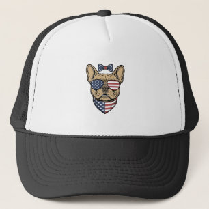 Vintage Patriotic French Bulldog Vector Art_1 Trucker Hat